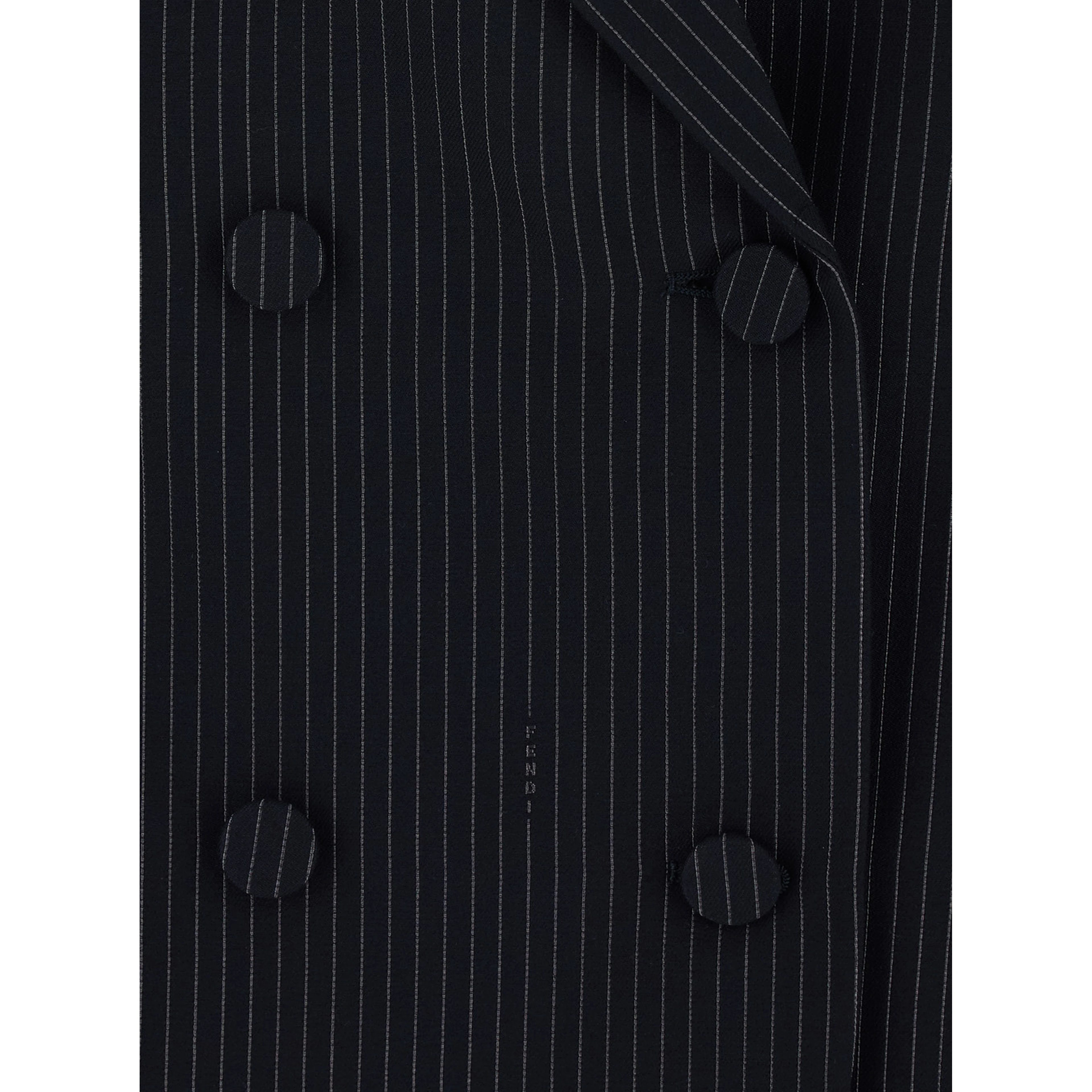 Blue Double-breasted Jacket with Peak Revers and Pinstripe Motif in Wool Blend Women