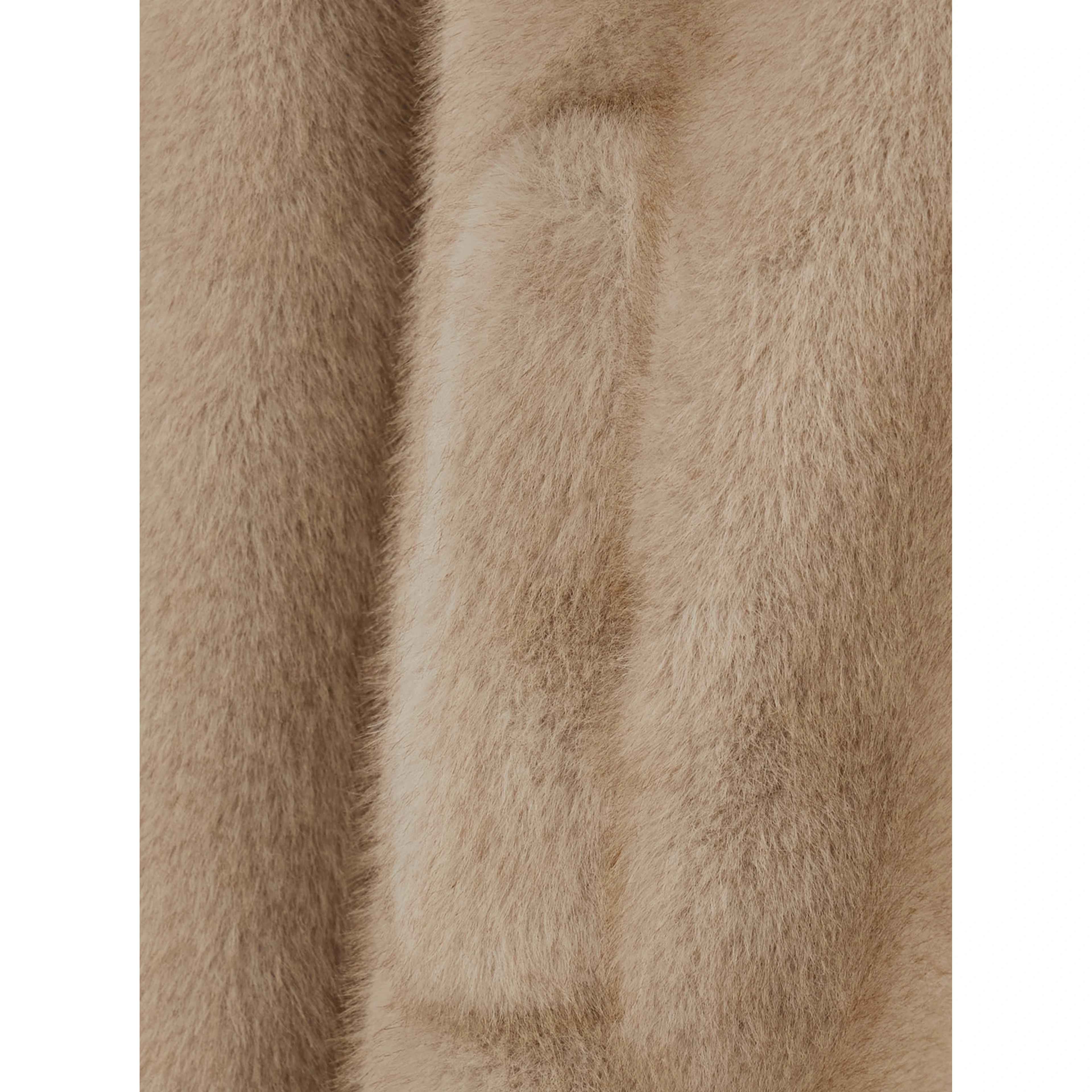 beige Shearling with zip closure and drawstring hood in eco-fur for women