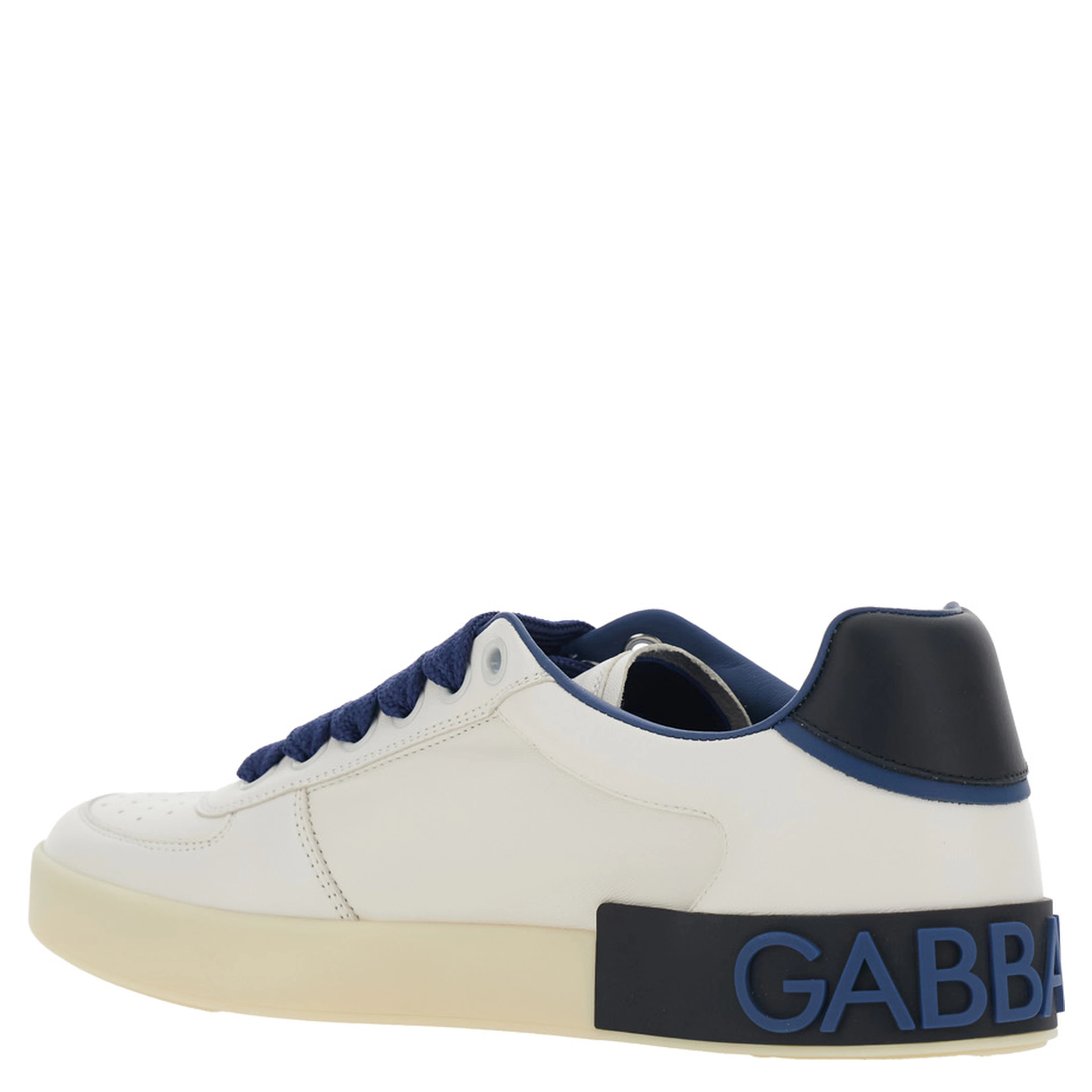 Blue Sneaker Portofino Custom with Contrast Heel and Leather Lettering Logo for Men