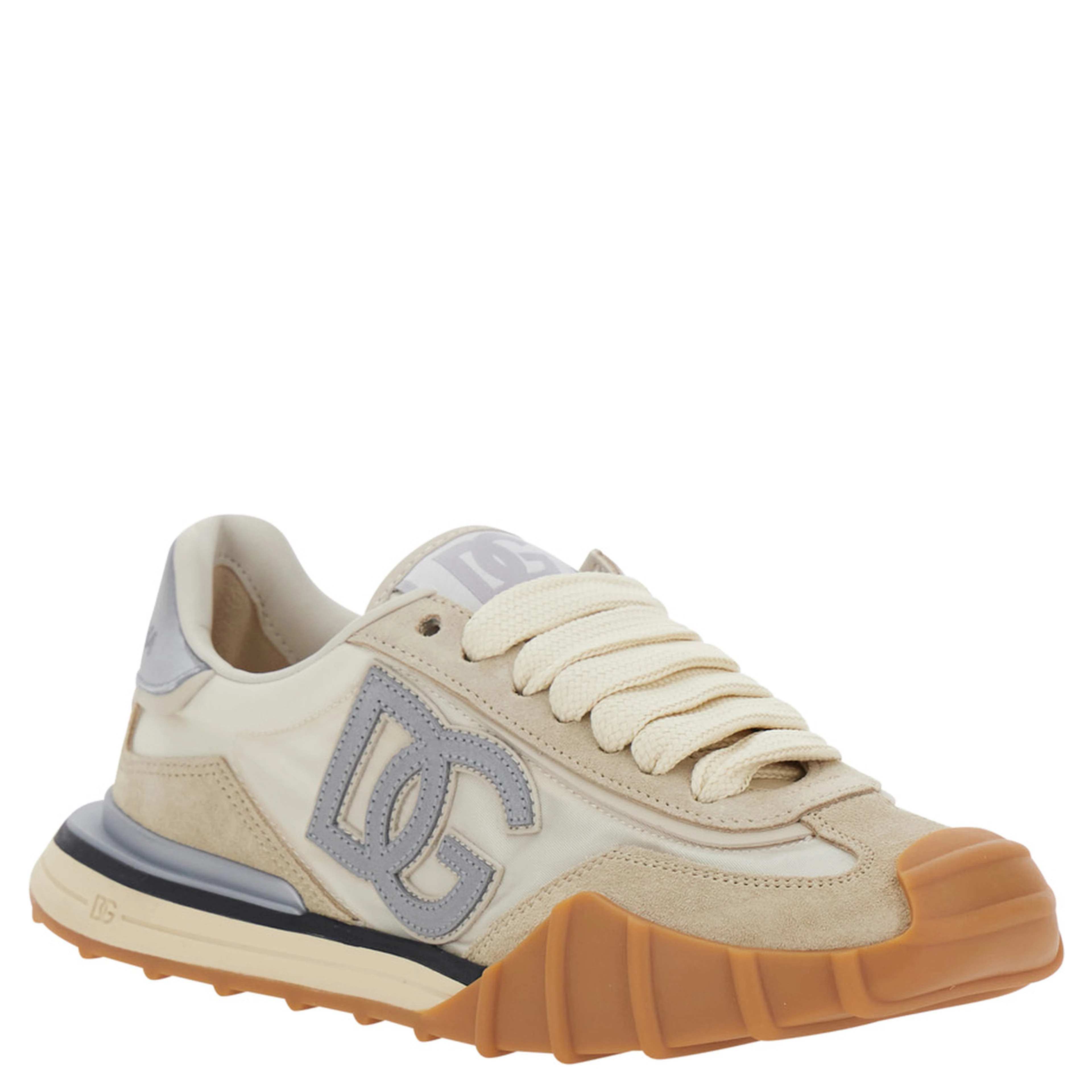DG Athletic White Sneaker with DG Logo on the Side in  Leather Woman