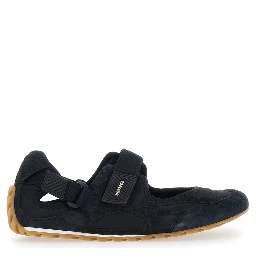 Orbit Flash Black Sneakers with Touch-Strap Closure in Leather and Fabric for Men