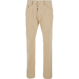642 Beige Jeans with Logo Patch on the Back in Denim for Men