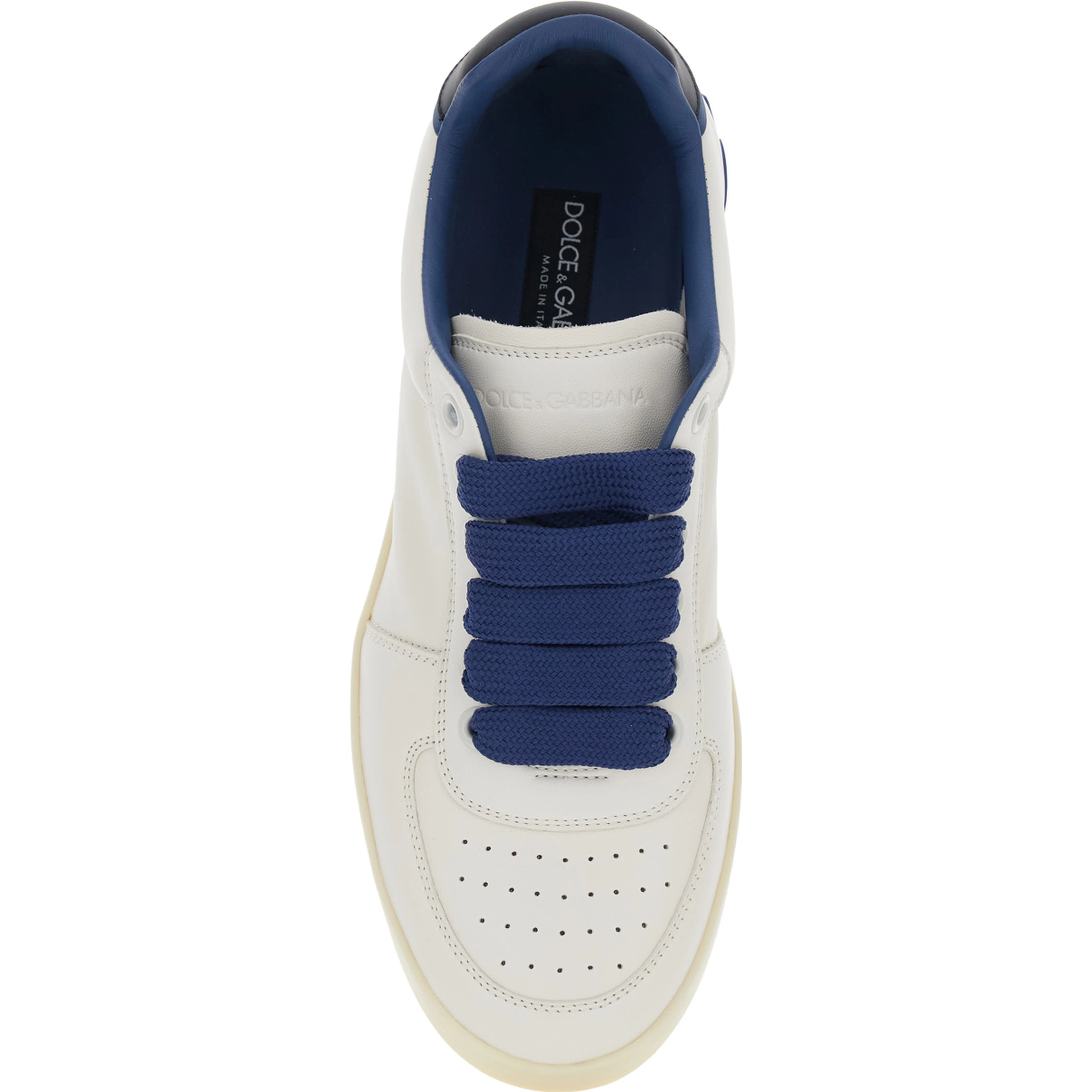 Blue Sneaker Portofino Custom with Contrast Heel and Leather Lettering Logo for Men