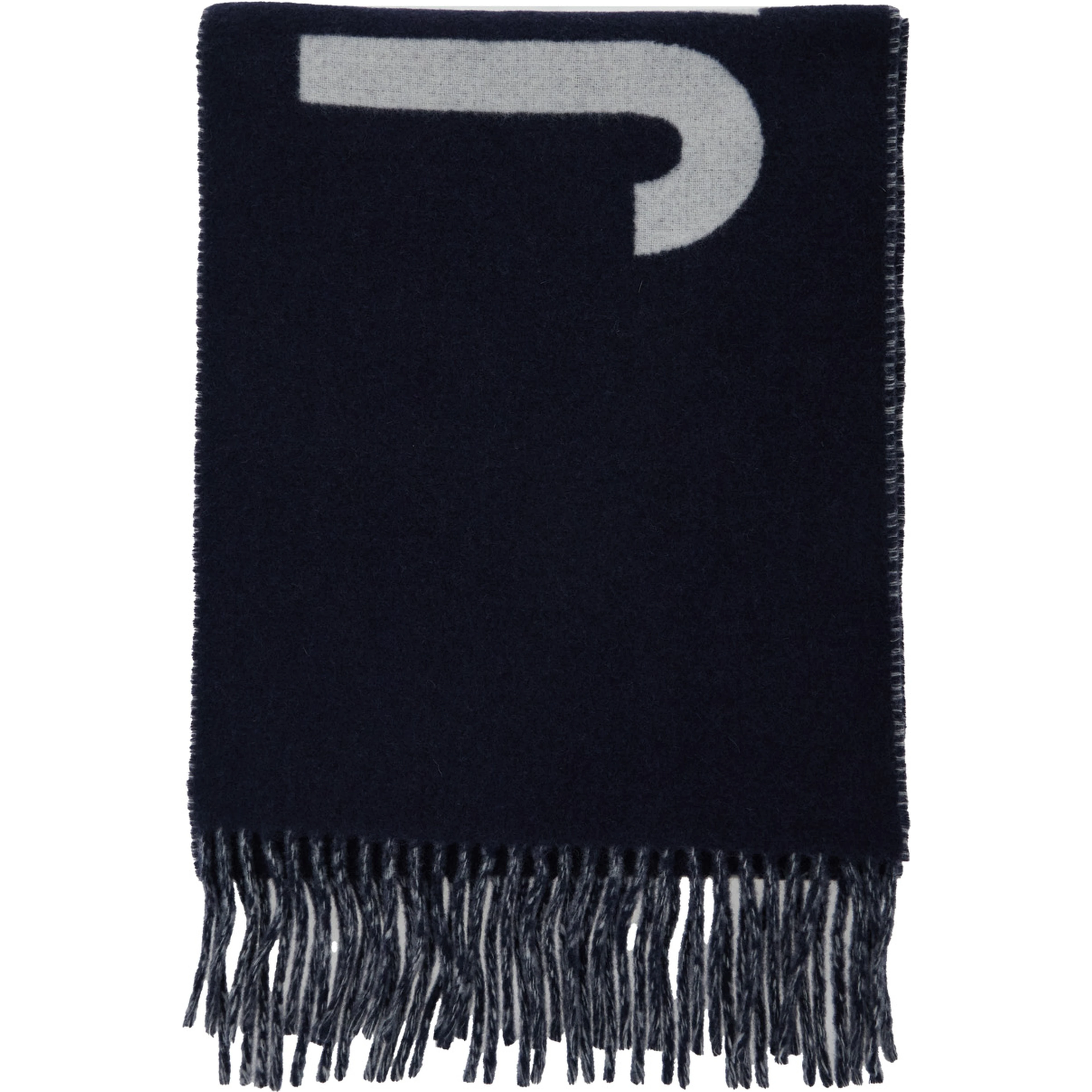 LEcharpe Jacquemus Blue Scarf with Maxi Logo Lettering and Fringed Hem in wool Man