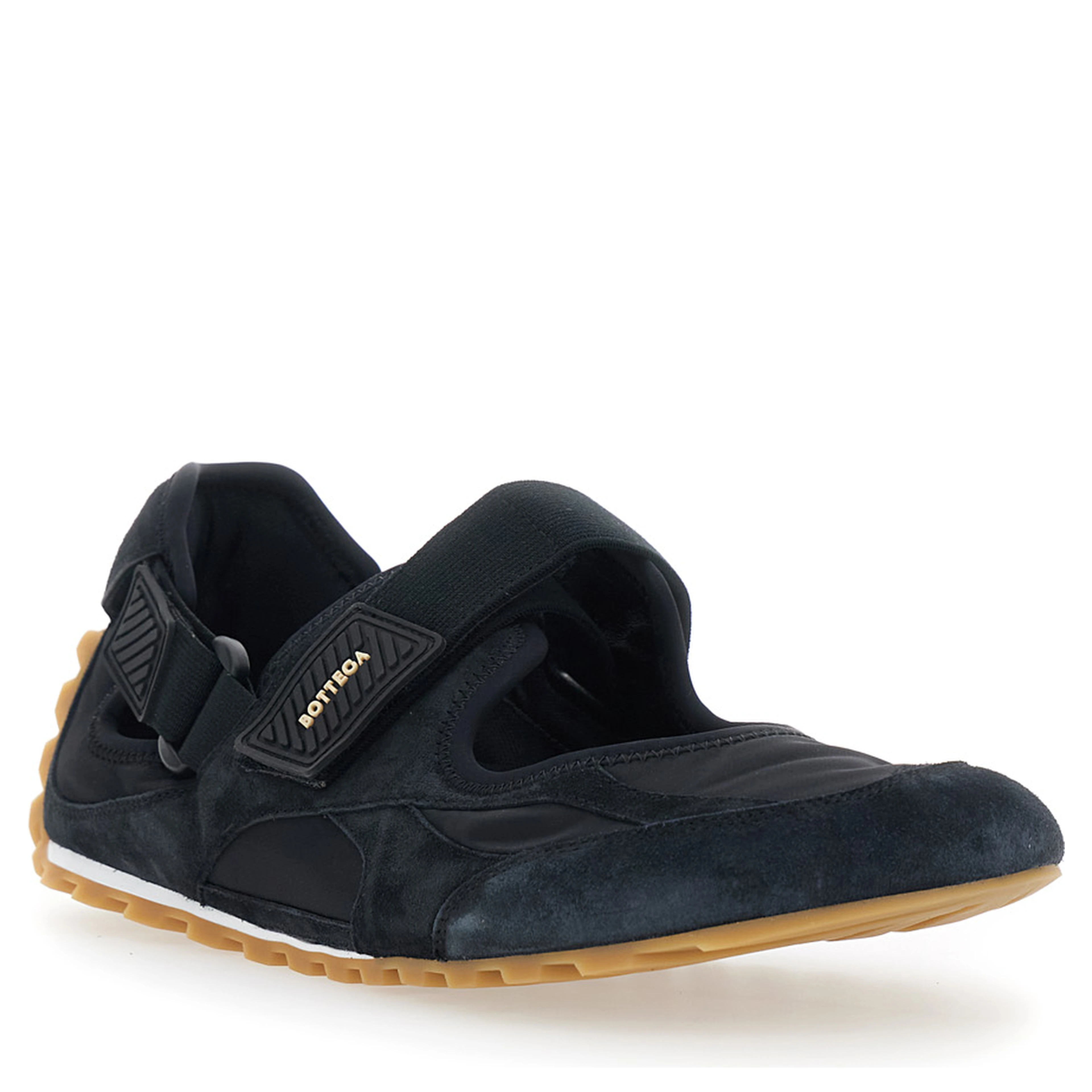 Orbit Flash Black Sneakers with Touch-Strap Closure in Leather and Fabric for Men