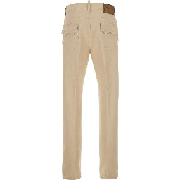 642 Beige Jeans with Logo Patch on the Back in Denim for Men
