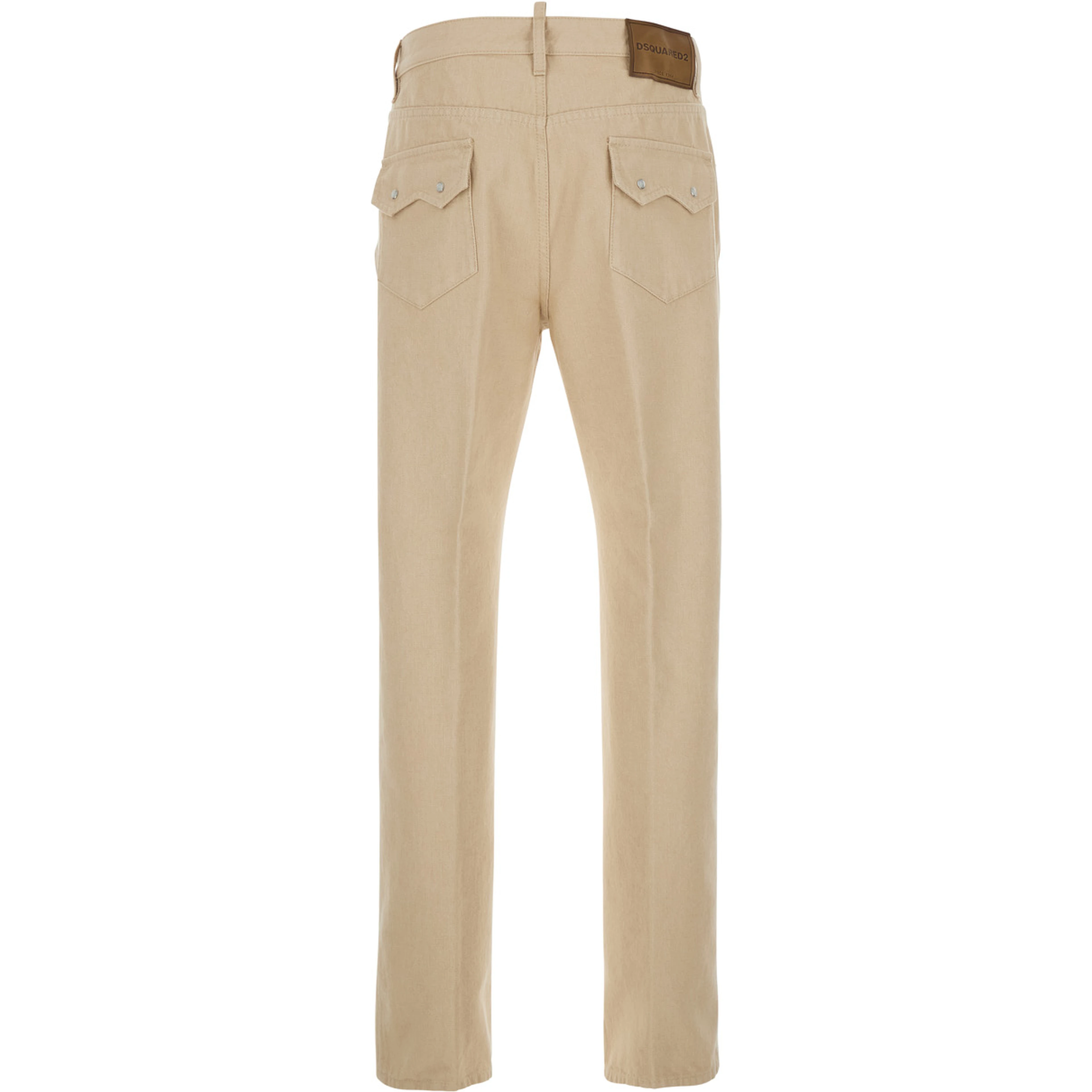 642 Beige Jeans with Logo Patch on the Back in Denim for Men