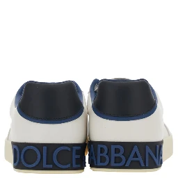 Blue Sneaker Portofino Custom with Contrast Heel and Leather Lettering Logo for Men