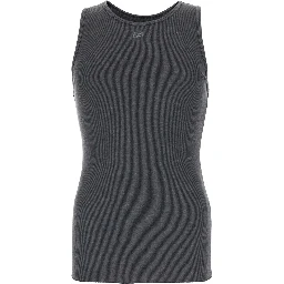 grey crew neck ribbed knit top in cotton blend man
