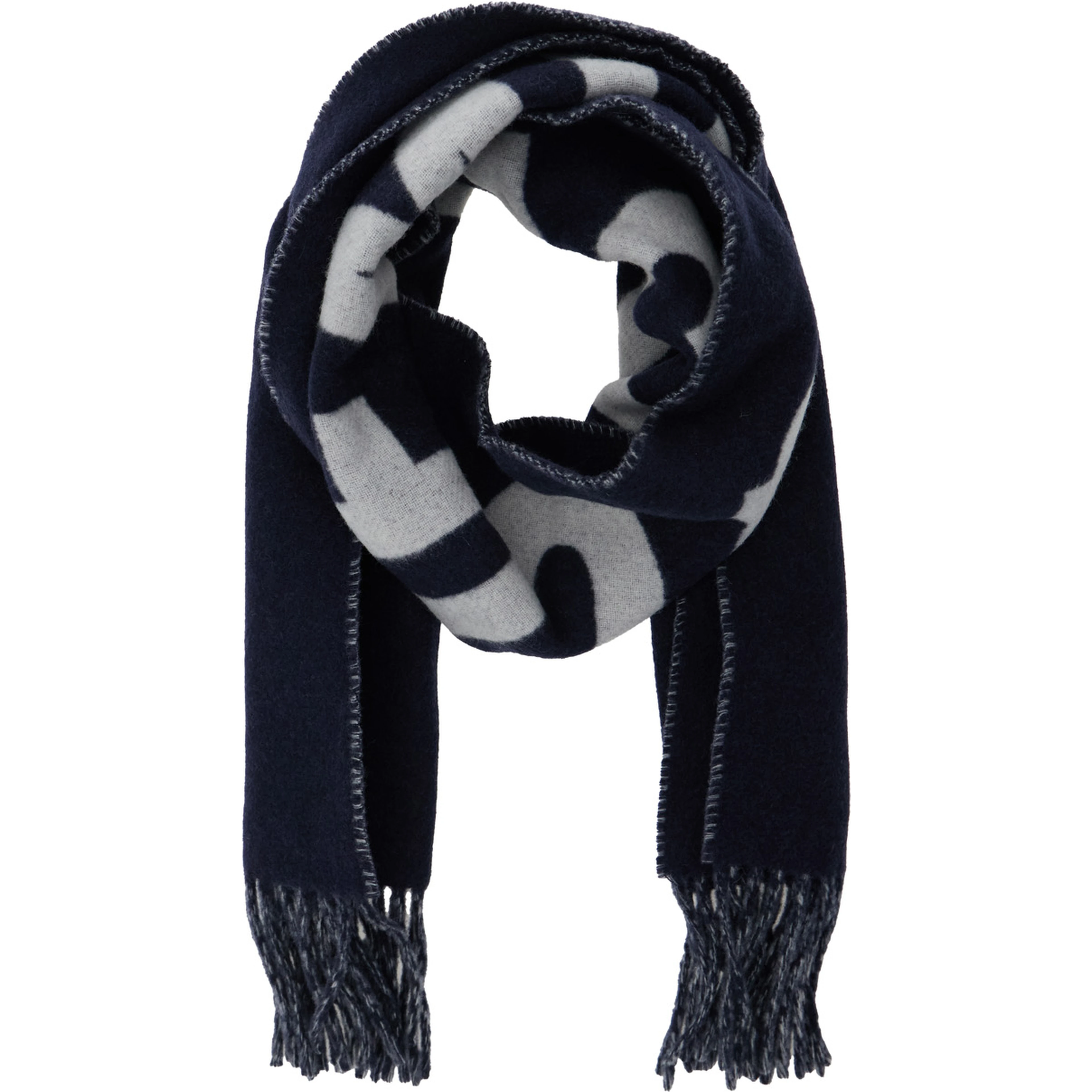 LEcharpe Jacquemus Blue Scarf with Maxi Logo Lettering and Fringed Hem in wool Man