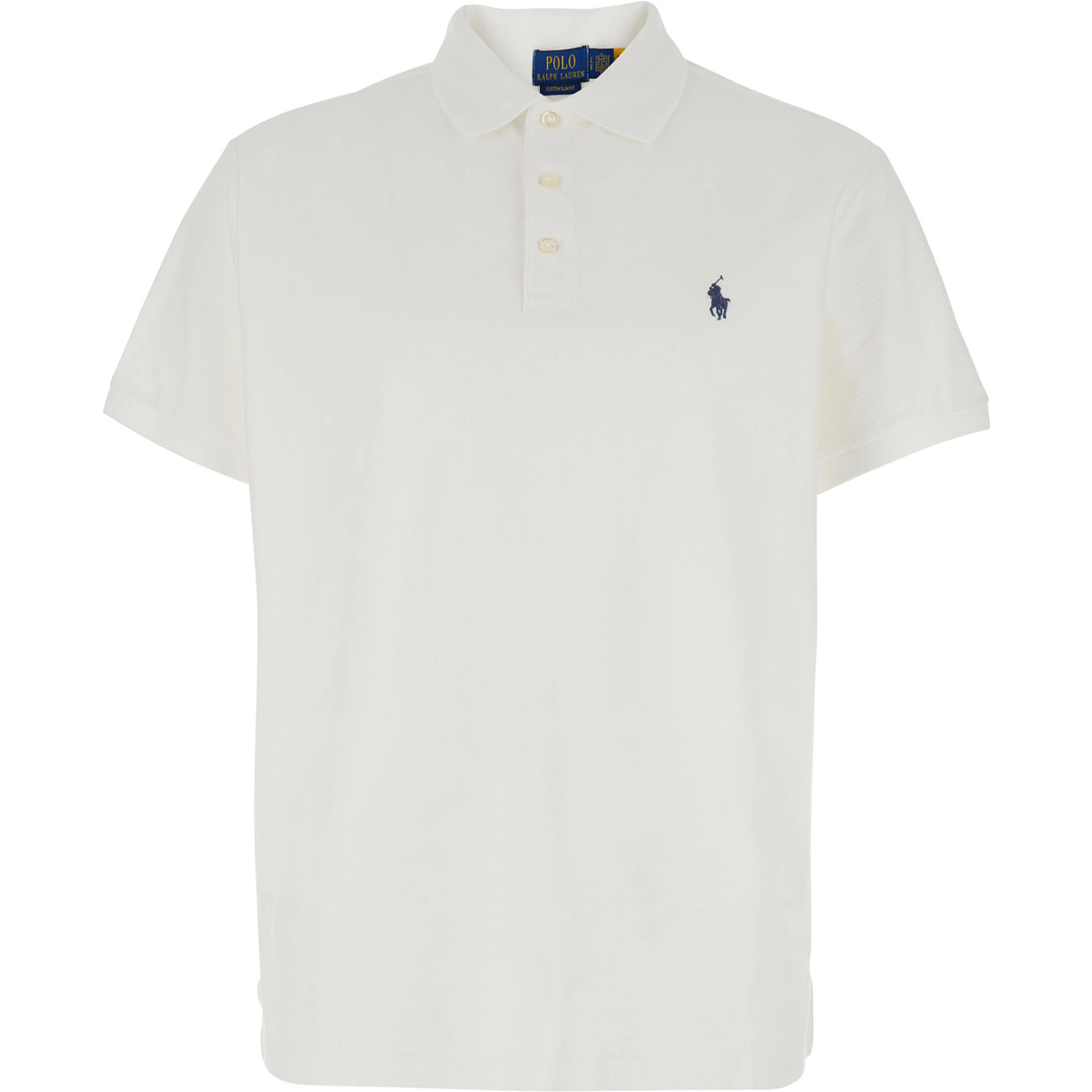 White Polo with Classic Collar and Pony Embroidery on the Front in Cotton Man