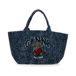 Trapeze Medium blue Shopper with logo lettering and print on the front in cotton women