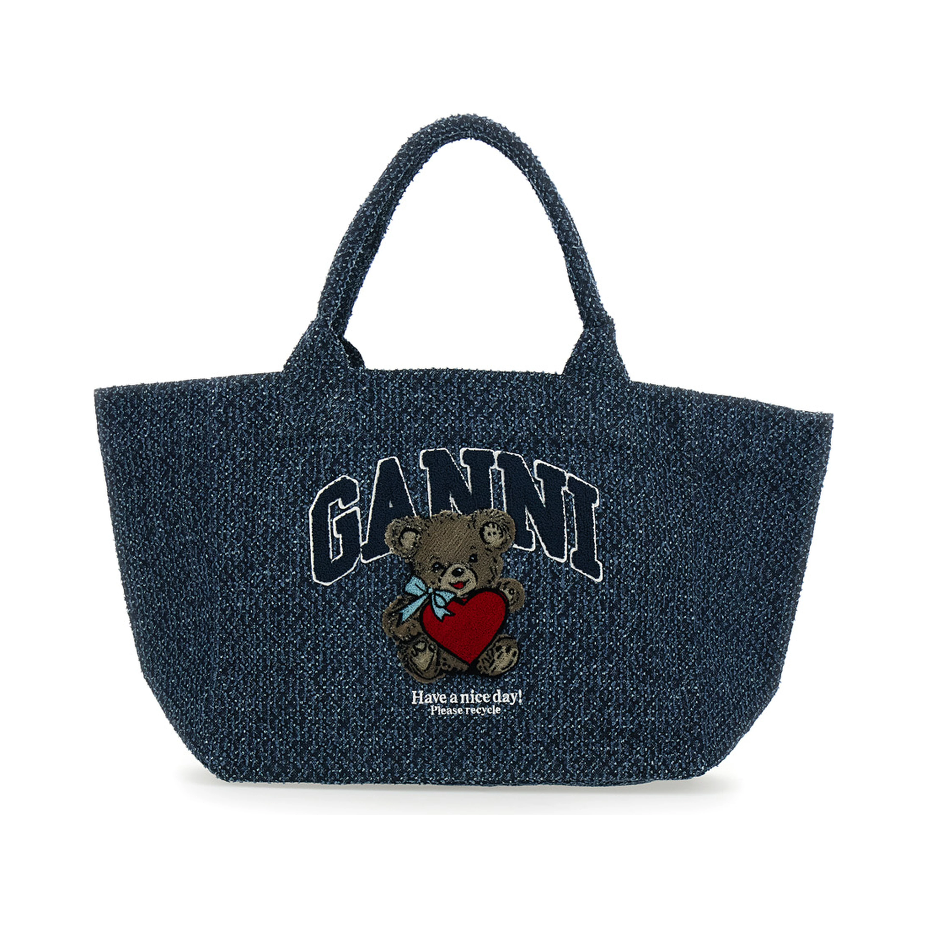 Trapeze Medium blue Shopper with logo lettering and print on the front in cotton women