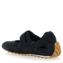 Orbit Flash Black Sneakers with Touch-Strap Closure in Leather and Fabric for Men