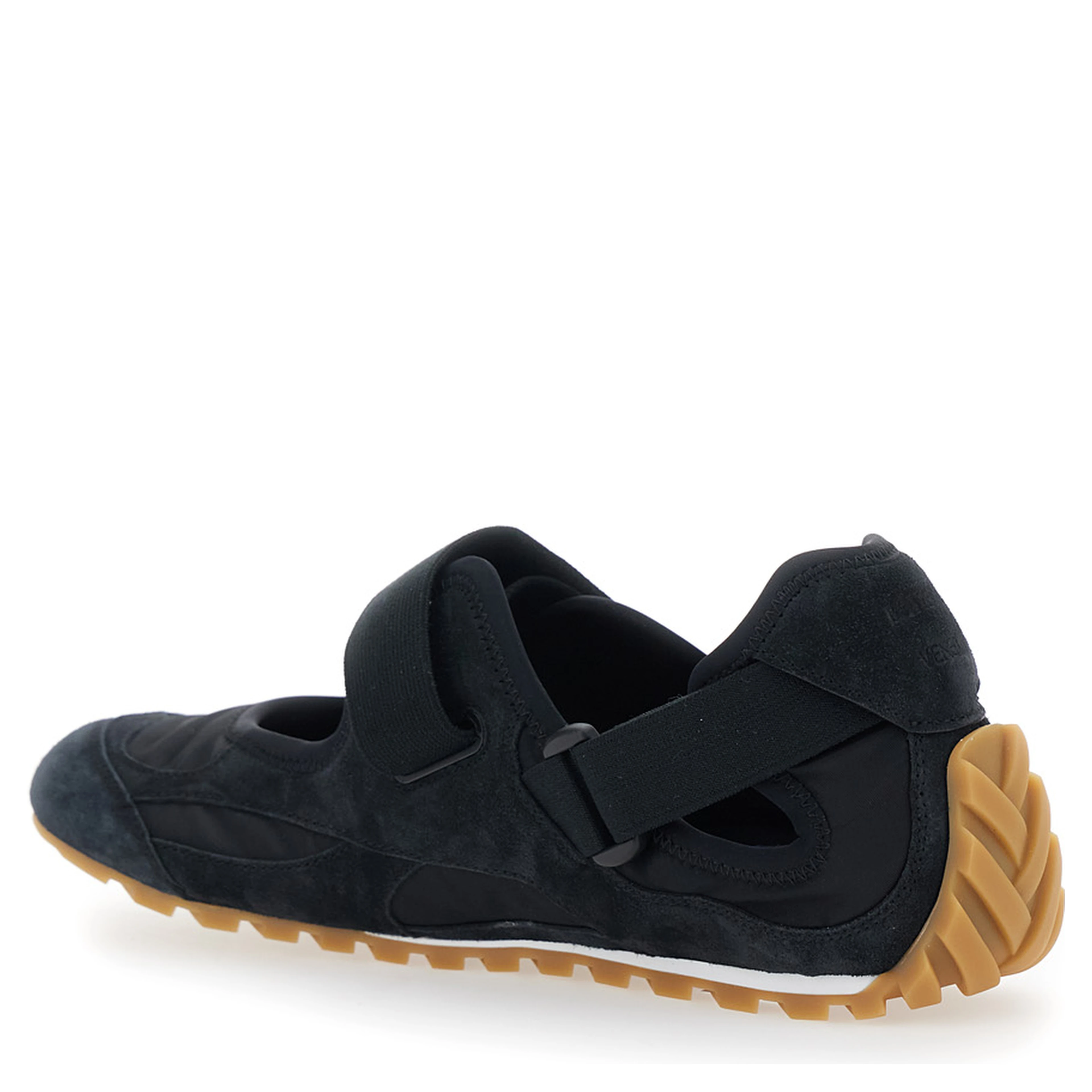 Orbit Flash Black Sneakers with Touch-Strap Closure in Leather and Fabric for Men
