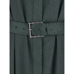 Green Long Dress with Halterneck and Front Belt in Viscose Blend for Women