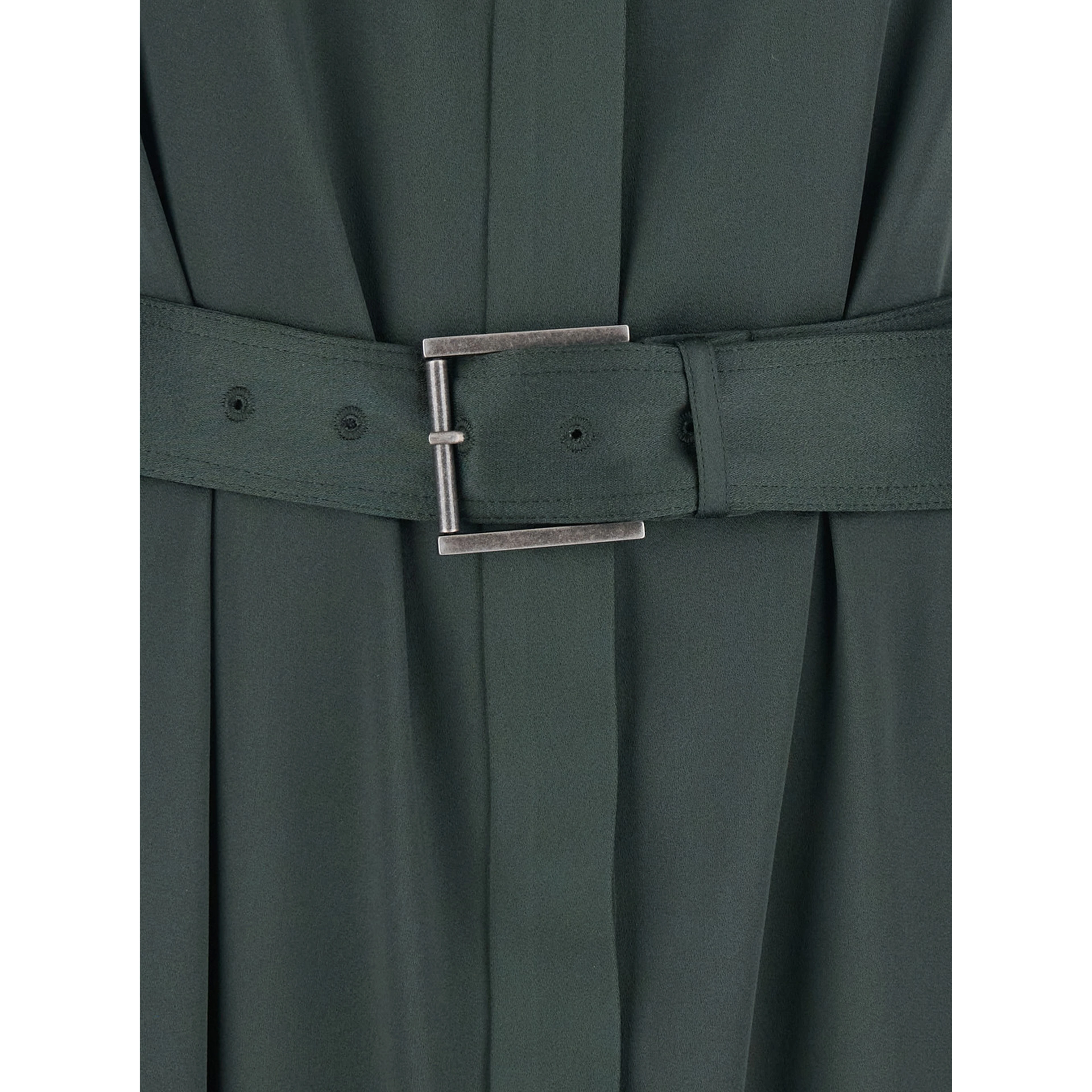 Green Long Dress with Halterneck and Front Belt in Viscose Blend for Women