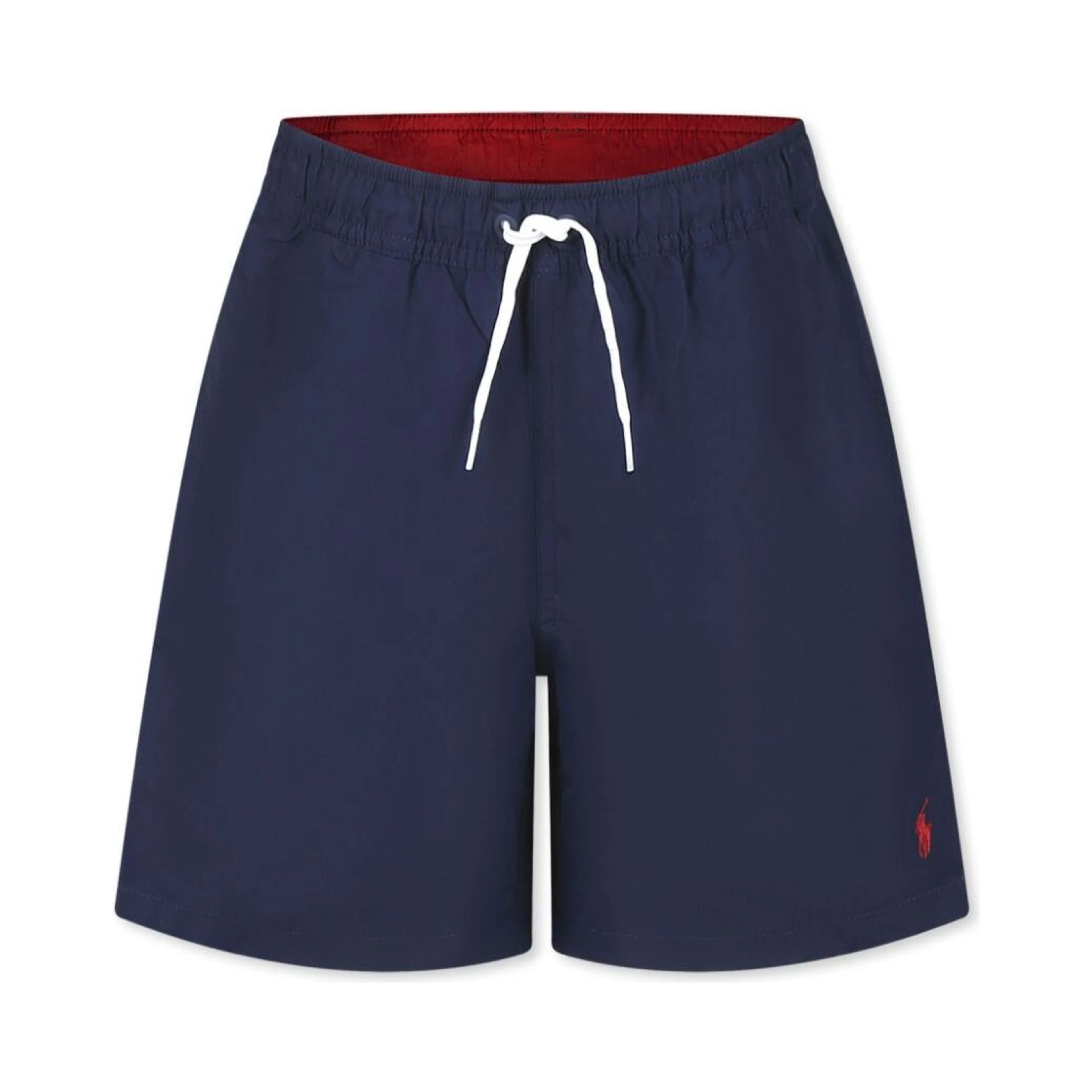 Blue Swimsuit with Elastic Waist and Embroidered Pony on the Front in Tech Fabric for Kids