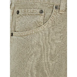 Khaki Green Jeans with Belt Loops and Back Logo Patch in Denim Woman