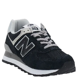 Black Low Top Sneakers with Logo Patch on the Tongue and Maxi Logo Patch on the Side in Leather and Fabric Women