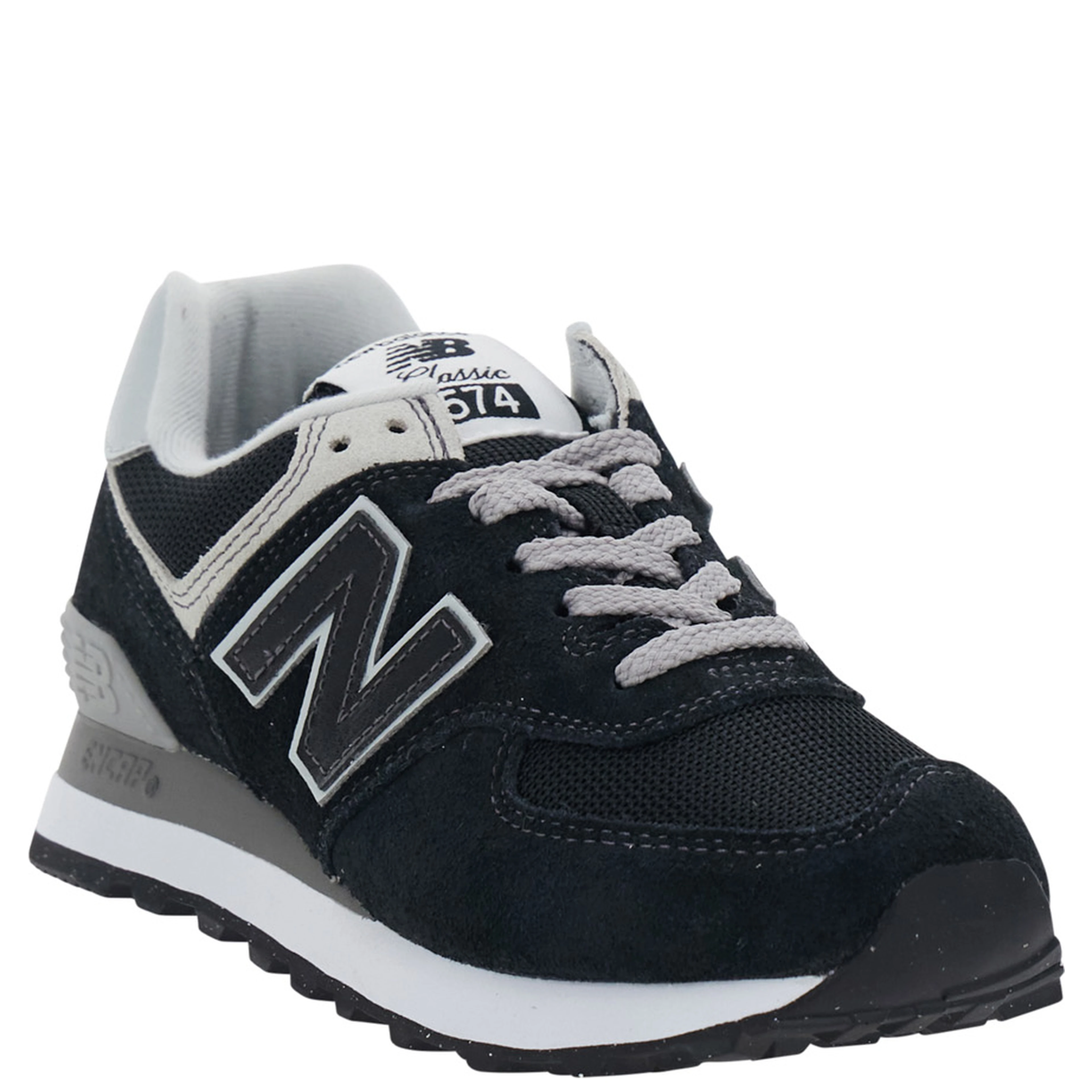 Black Low Top Sneakers with Logo Patch on the Tongue and Maxi Logo Patch on the Side in Leather and Fabric Women