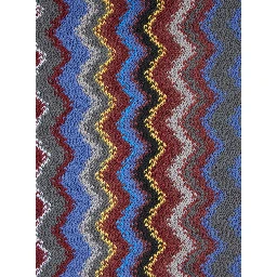 multicolor Scarf with all-over Zig Zag motif and fringed edge in wool and fabric blend for men