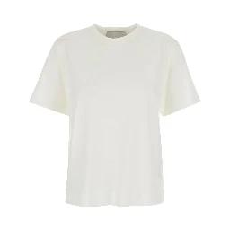 White T-Shirt with AMI de Coeur Patch in Cotton Woman