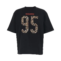 Black T-Shirt with Maxi Logo on the Front in Cotton for Men