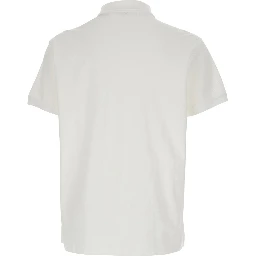 White Polo with Classic Collar and Pony Embroidery on the Front in Cotton Man