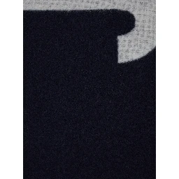 LEcharpe Jacquemus Blue Scarf with Maxi Logo Lettering and Fringed Hem in wool Man