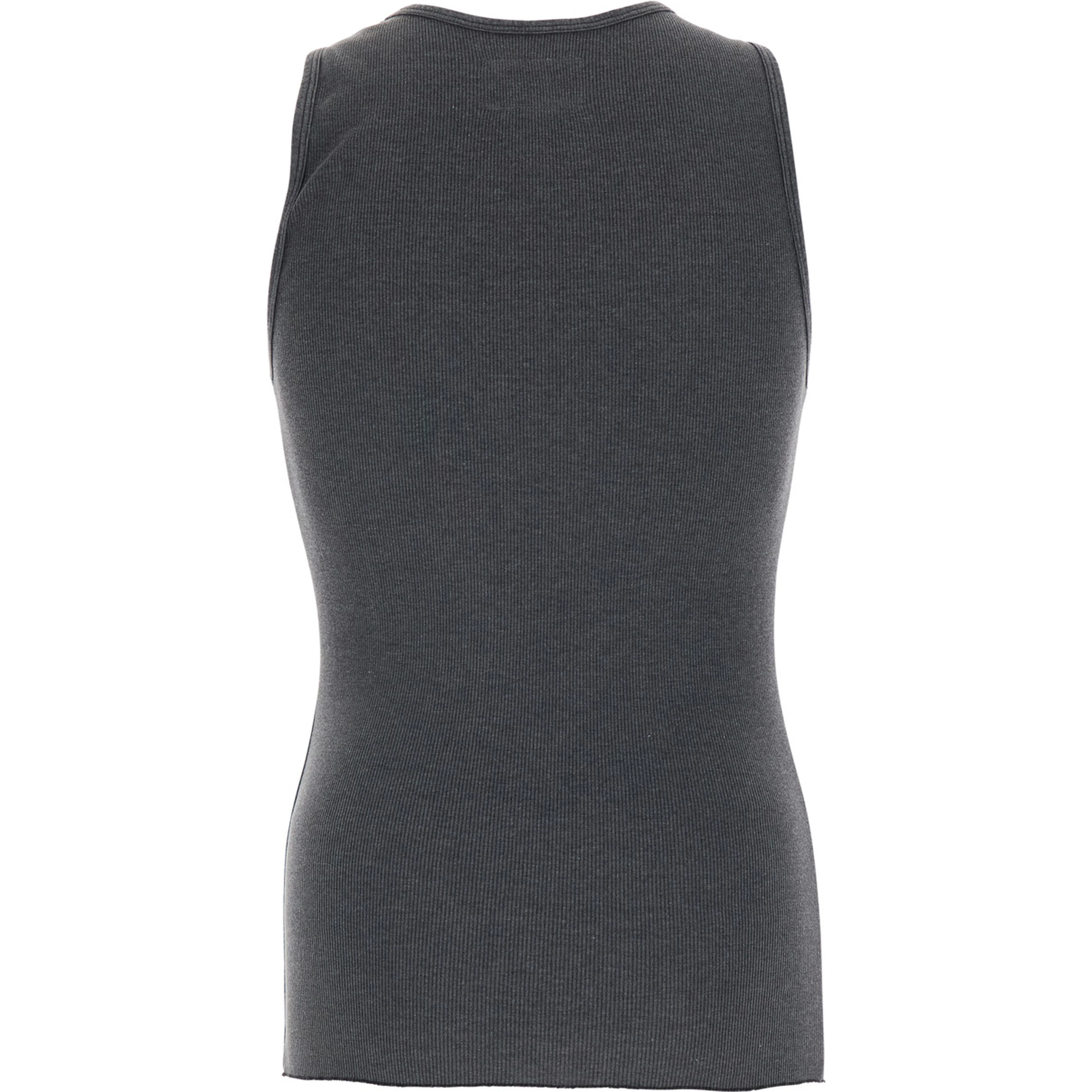 grey crew neck ribbed knit top in cotton blend man