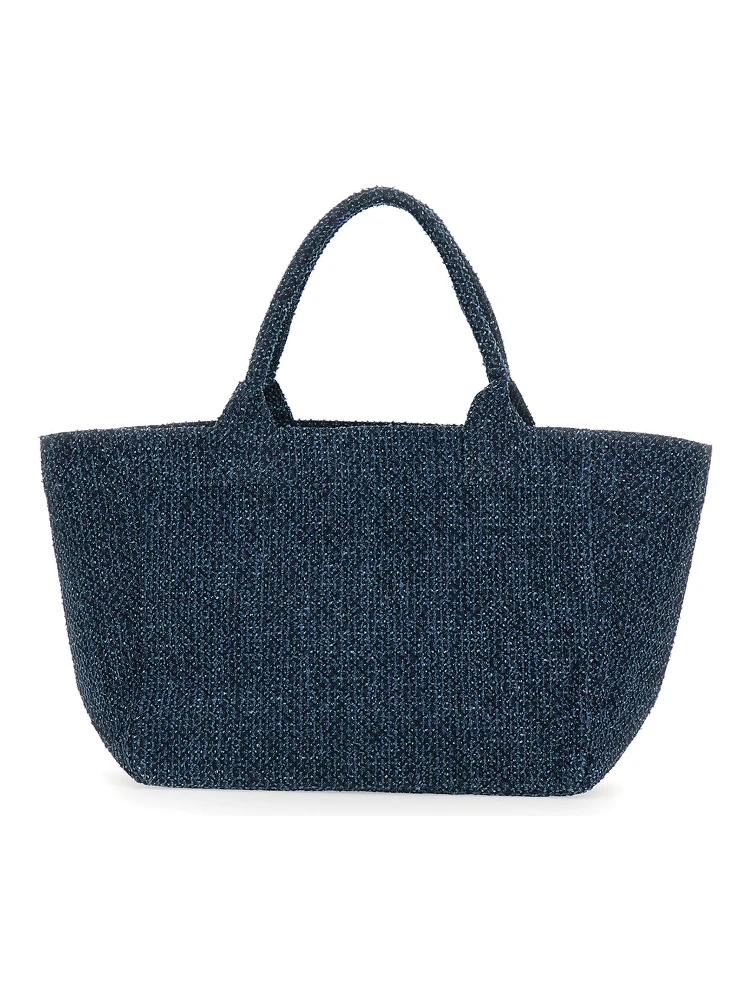 Trapeze Medium blue Shopper with logo lettering and print on the front in cotton women alternative