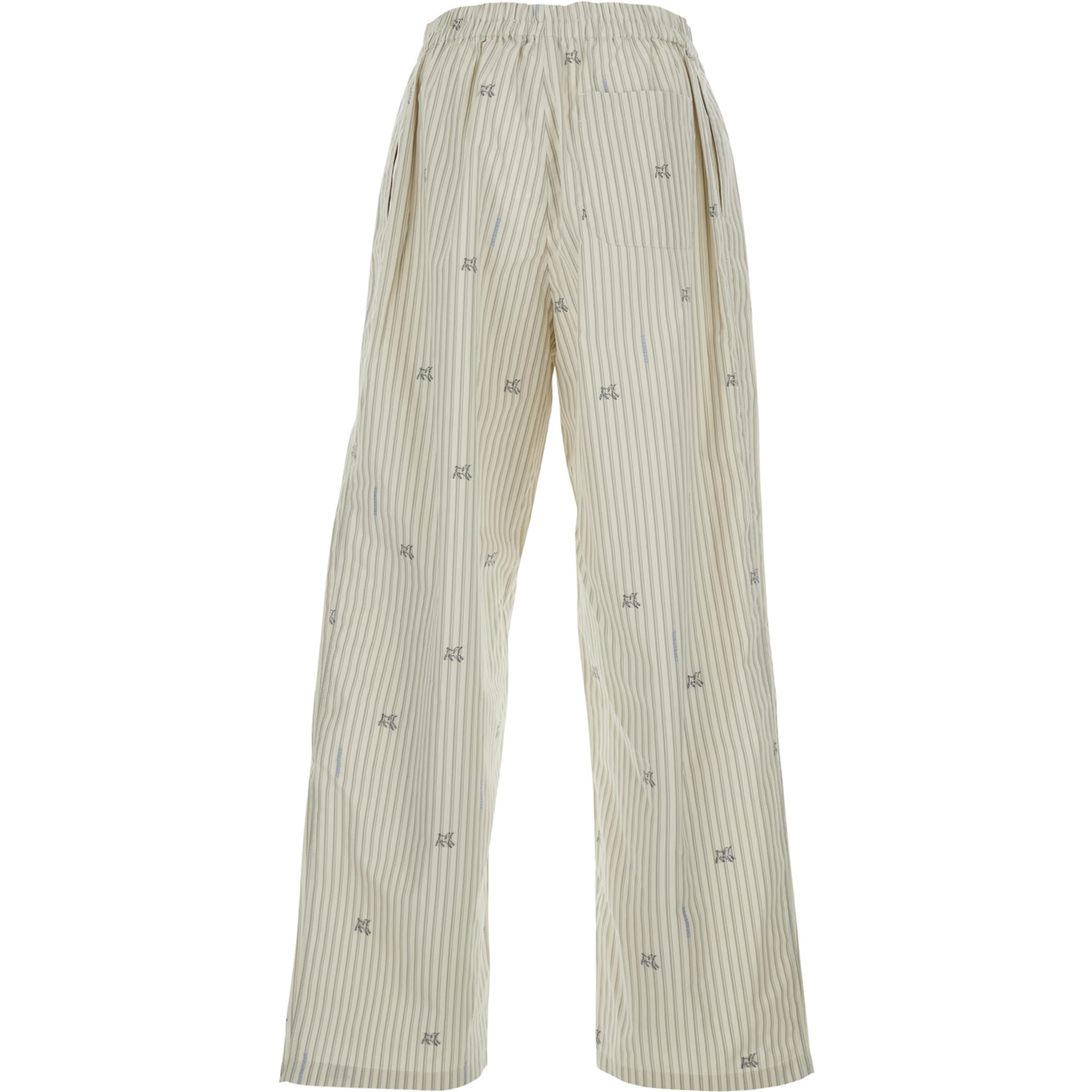 Beige Pants with elasticated waist and Striped Design in Cotton Man