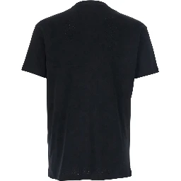Black T-Shirt with Logo Embroidery on the Front and Perforated Design in cotton Man