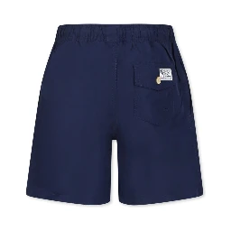 Blue Swimsuit with Elastic Waist and Embroidered Pony on the Front in Tech Fabric for Kids