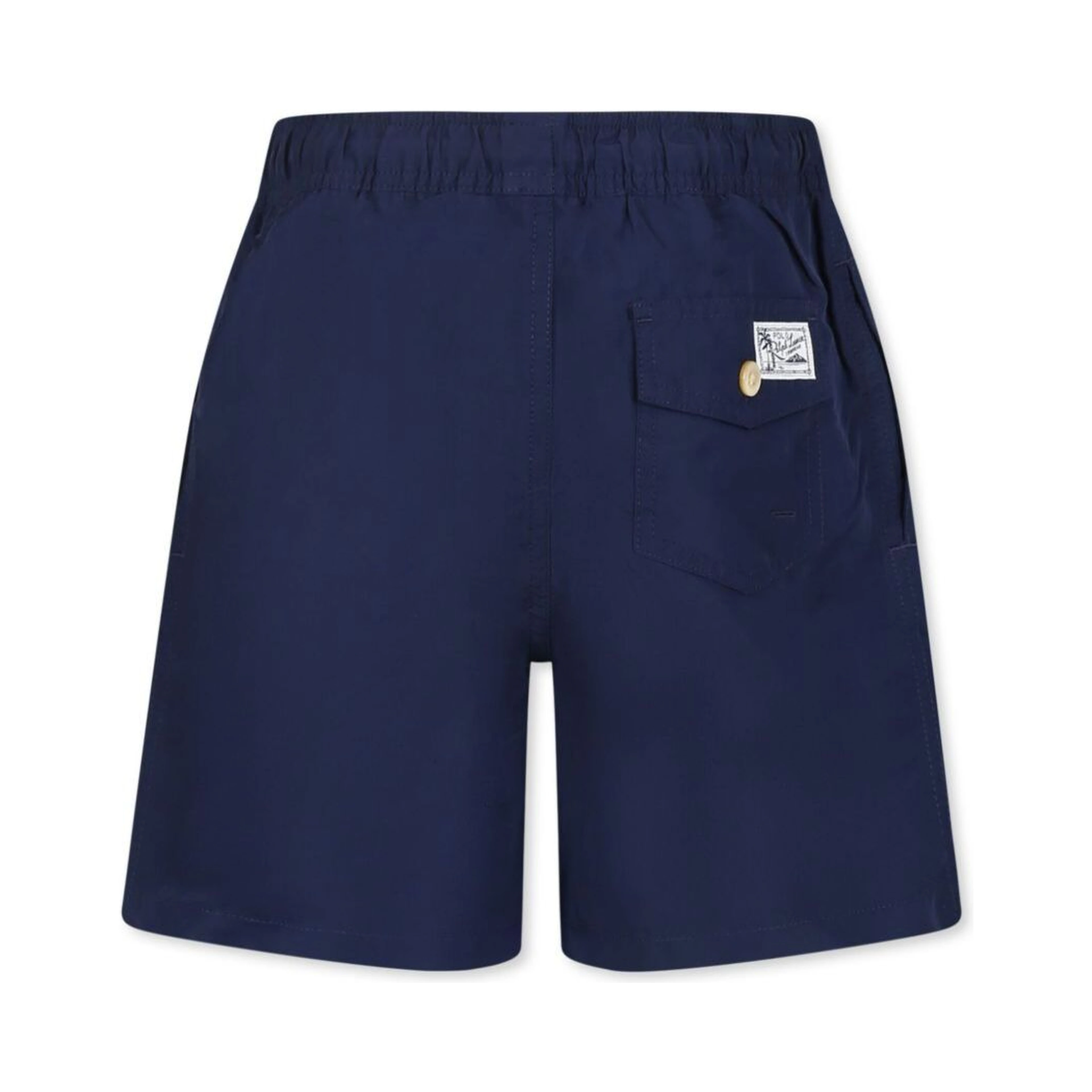 Blue Swimsuit with Elastic Waist and Embroidered Pony on the Front in Tech Fabric for Kids