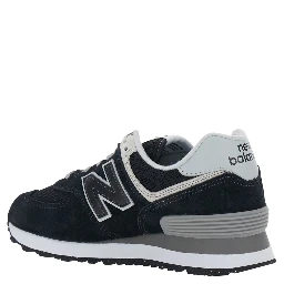 Black Low Top Sneakers with Logo Patch on the Tongue and Maxi Logo Patch on the Side in Leather and Fabric Women