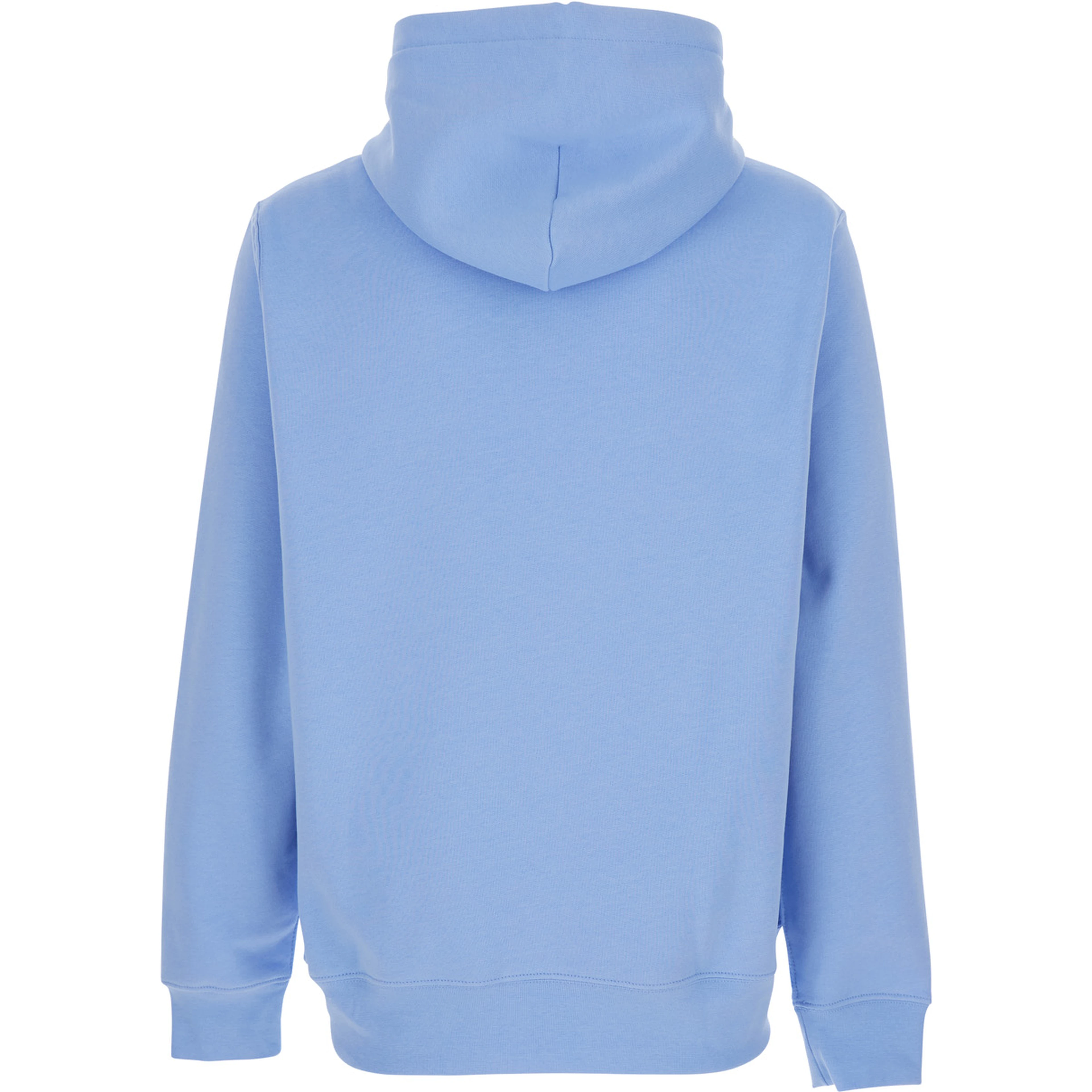 Light Blue Hoodie with Fixed Hood and Maxi Logo on the Front in Cotton for Men