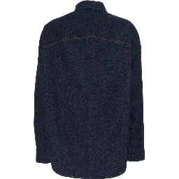 Casio Blue Shirt with Classic Collar in Denim for Women