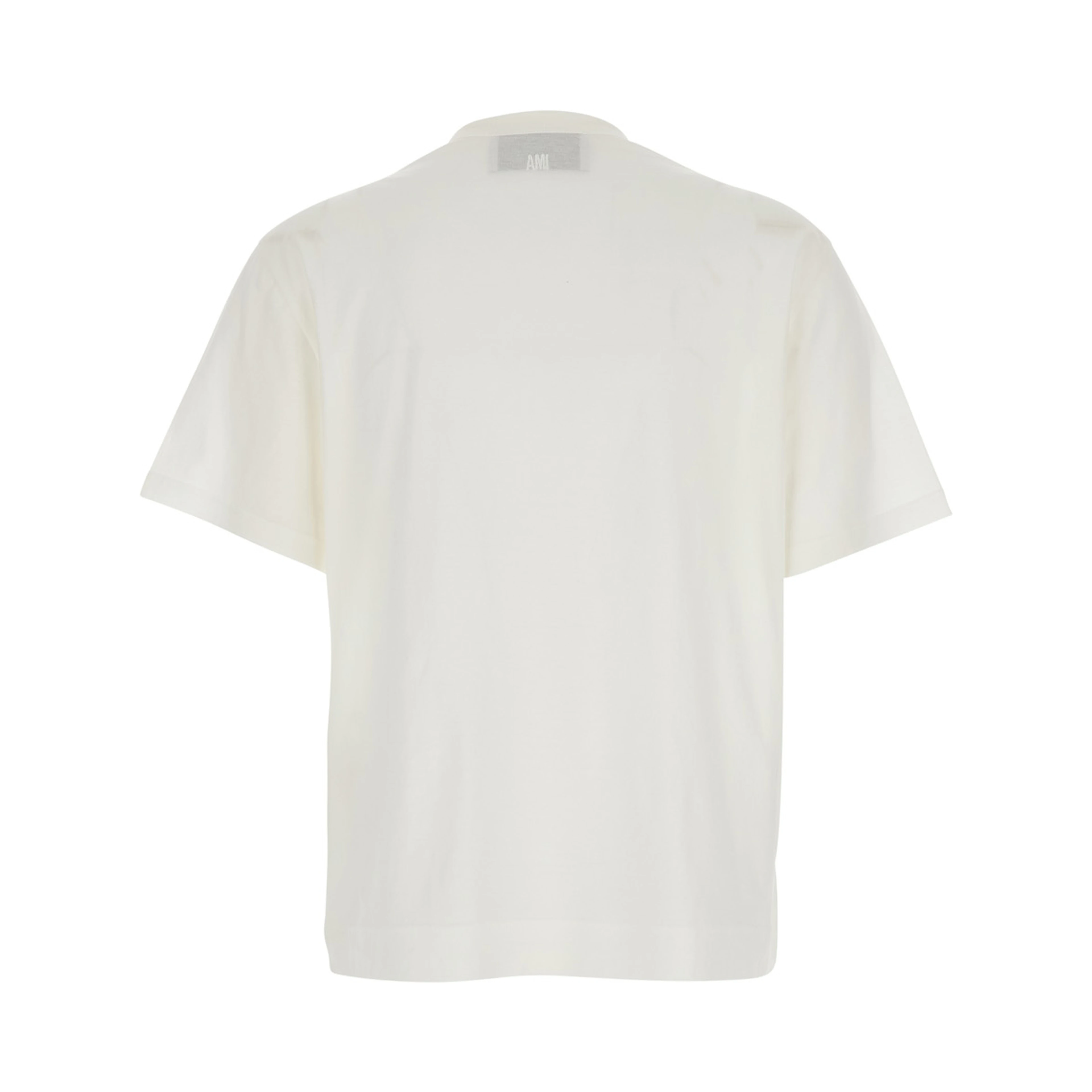 White T-Shirt with AMI de Coeur Patch in Cotton Woman