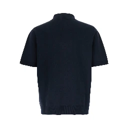 Blue Polo Shirt with classic collar and GG embroidery on the front in cotton for men