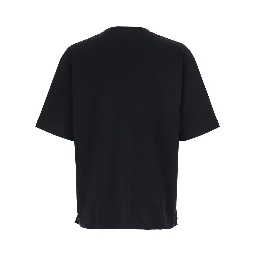 Black T-Shirt with Maxi Logo on the Front in Cotton for Men