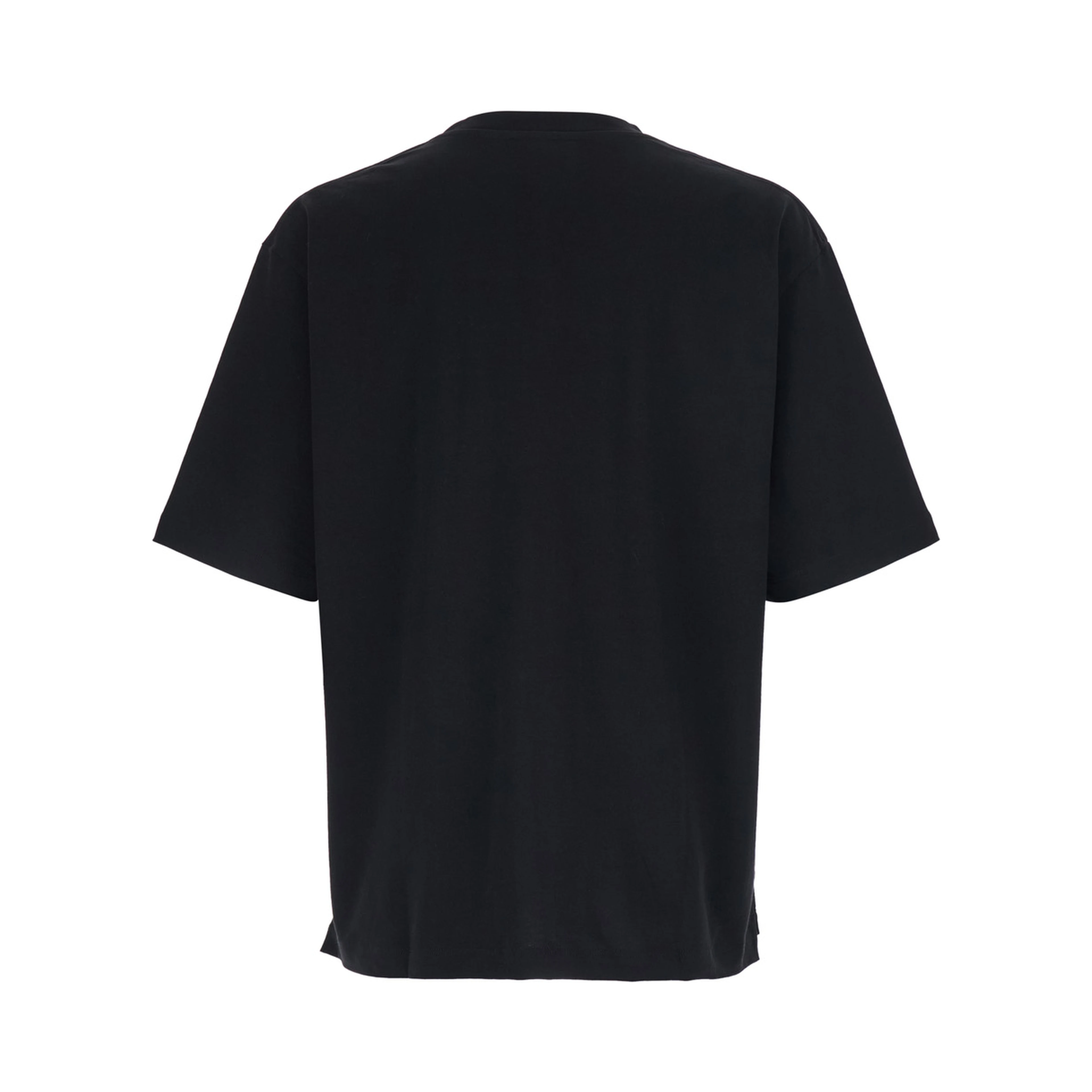 Black T-Shirt with Maxi Logo on the Front in Cotton for Men