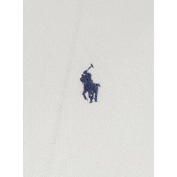 White Polo with Classic Collar and Pony Embroidery on the Front in Cotton Man
