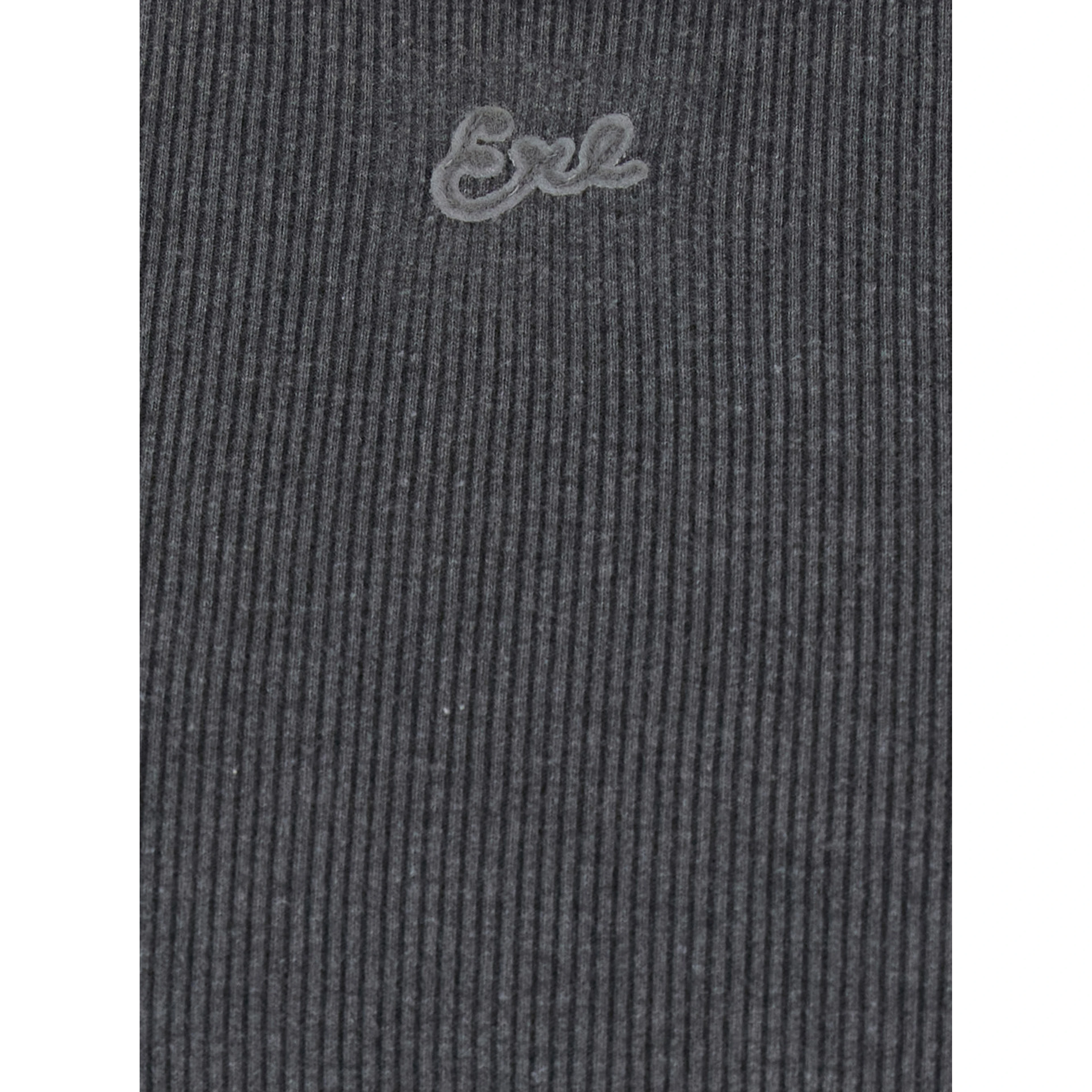 grey crew neck ribbed knit top in cotton blend man
