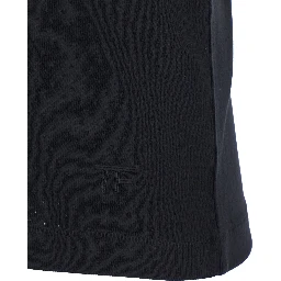 Black T-Shirt with Logo Embroidery on the Front and Perforated Design in cotton Man