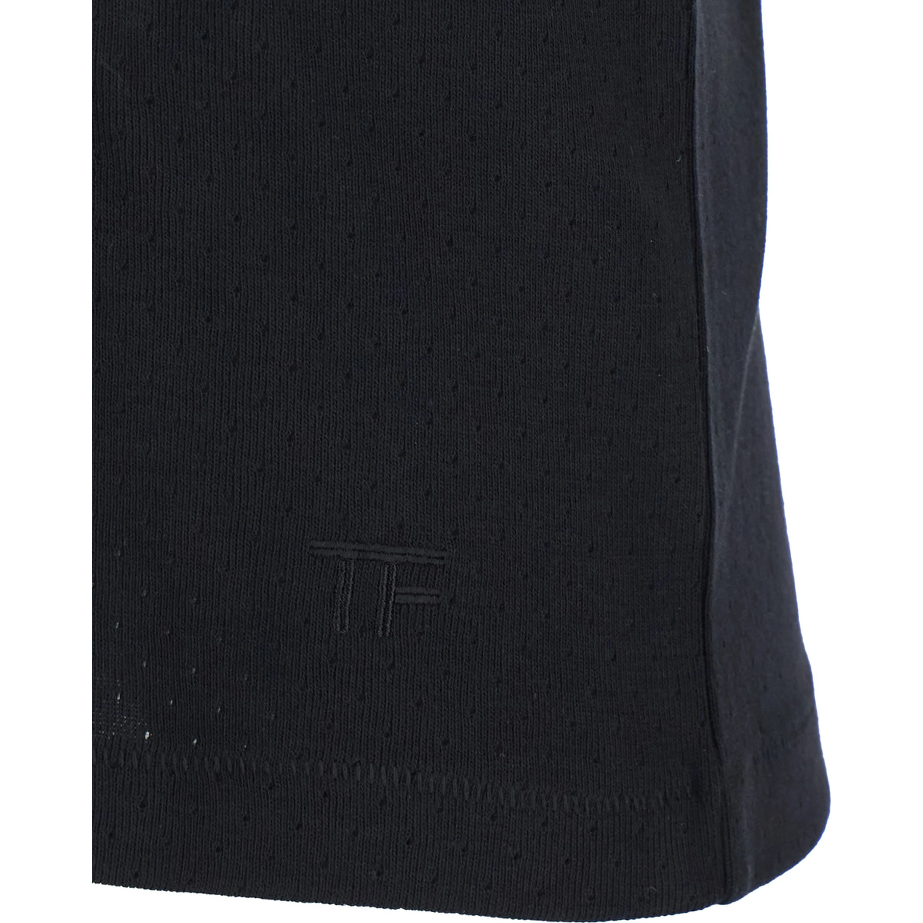 Black T-Shirt with Logo Embroidery on the Front and Perforated Design in cotton Man