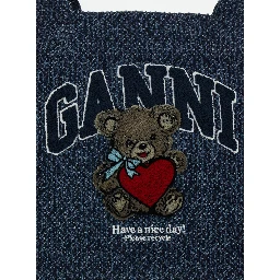 Trapeze Medium blue Shopper with logo lettering and print on the front in cotton women