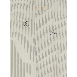 Beige Pants with elasticated waist and Striped Design in Cotton Man