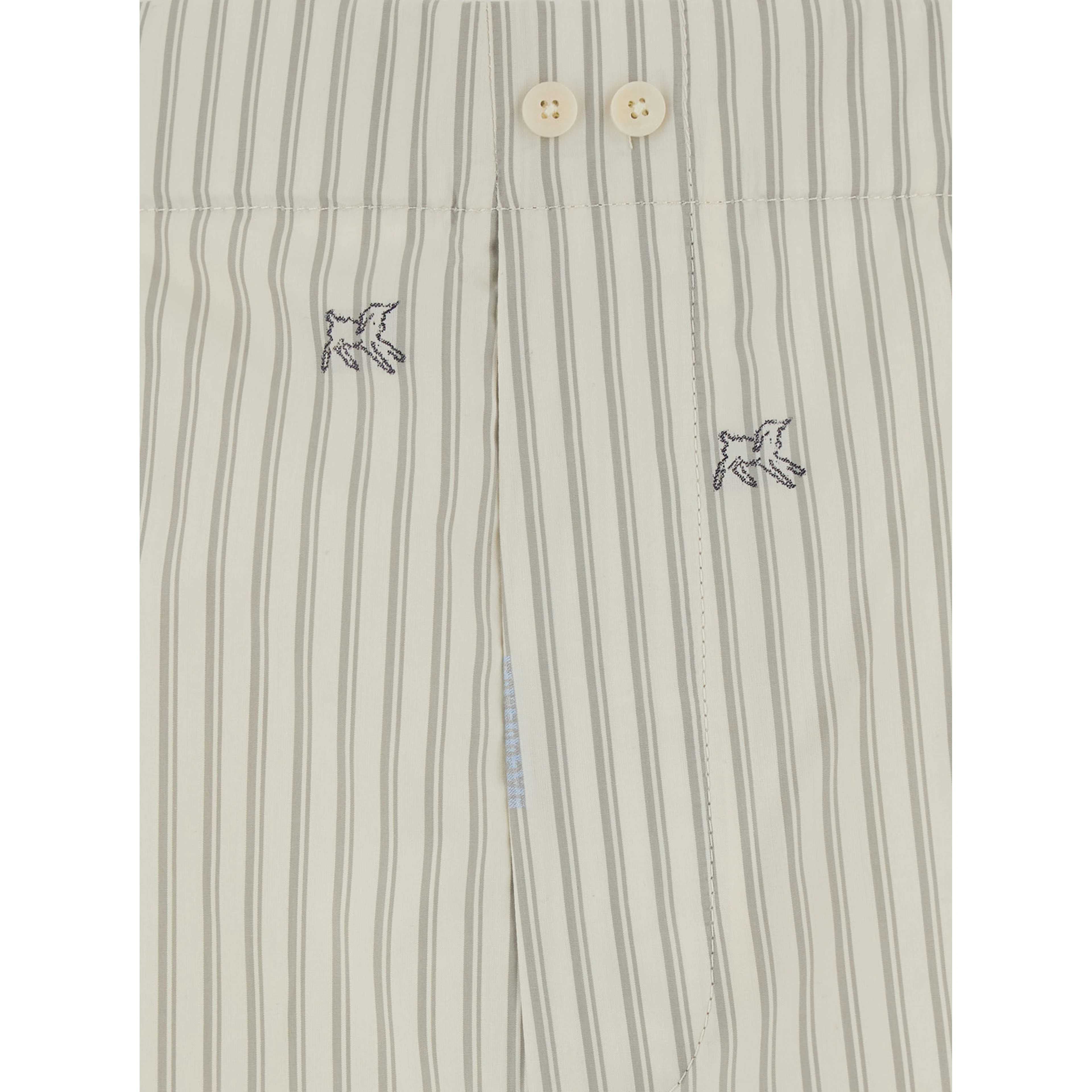 Beige Pants with elasticated waist and Striped Design in Cotton Man